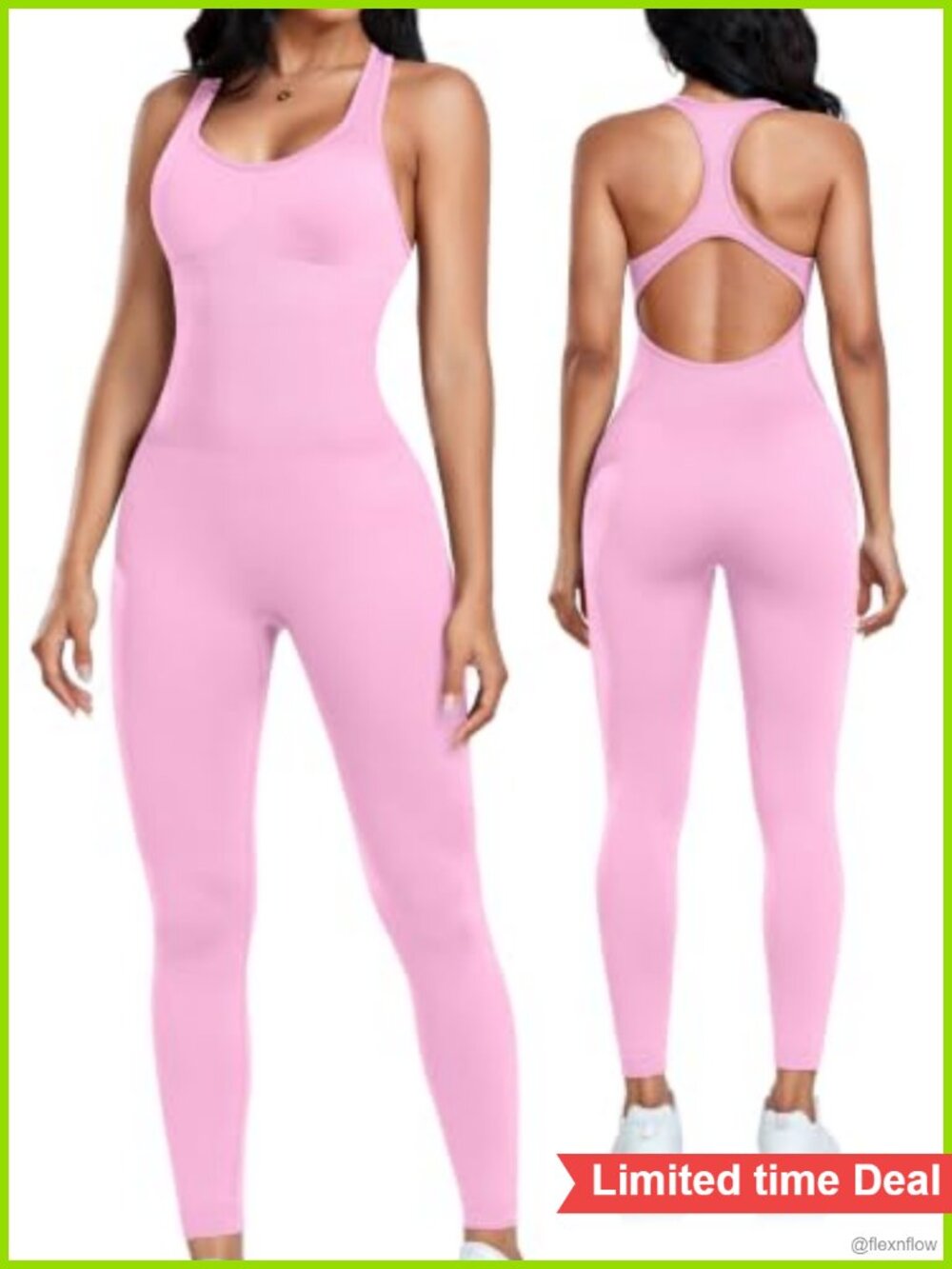 Seamless Workout Jumpsuit Racerback Tummy Control Padded